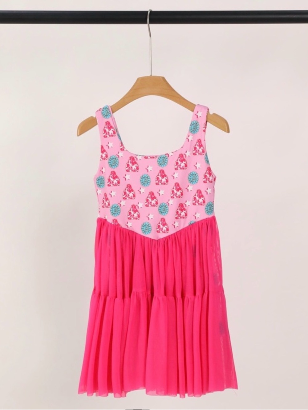 Boutique Girls‎ 5-6T Pink Western Mesh Skort Dress Built In Shorts Custom Print
